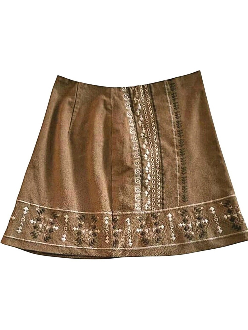 Abercrombie & Fitch Embroidered Mini Skirt Women 2 Brown Boho Cottagecore